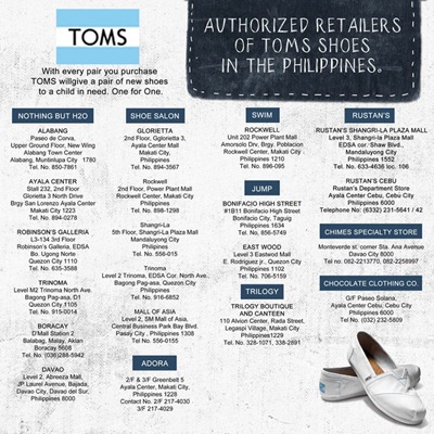 Toms Shoes Store Locator on Toms Philippines Shoe A Day Without Shoes Event Manila Ph One For One