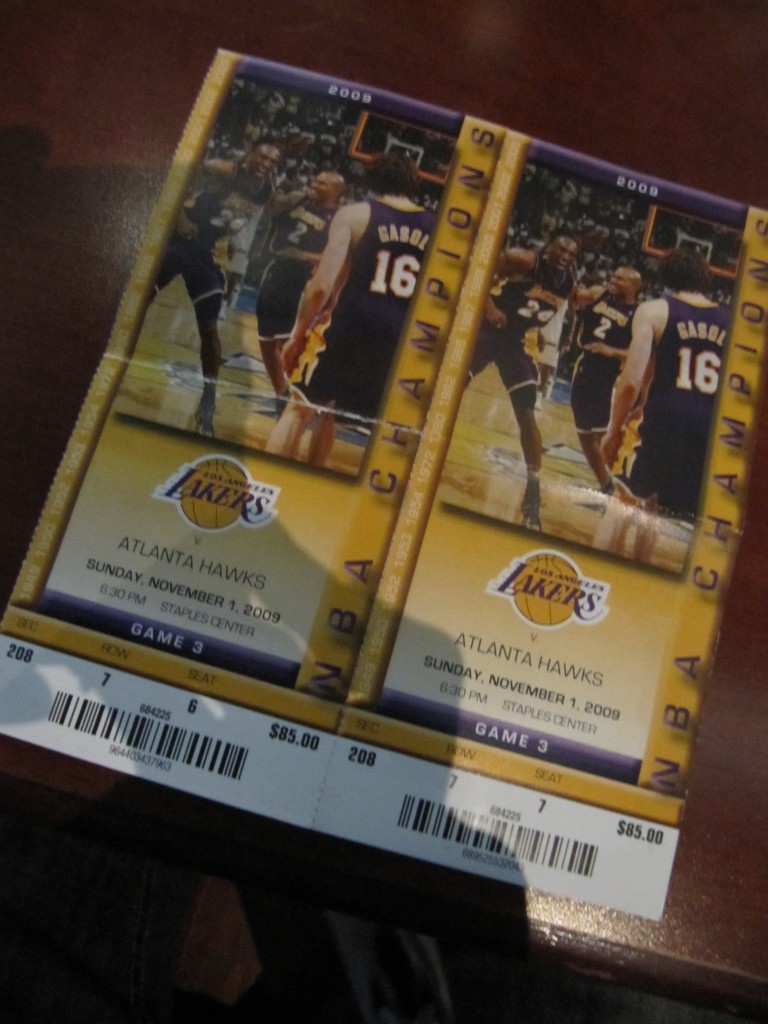 Tickets to the LA Lakers Atlanta Hawks game when in manila visits California