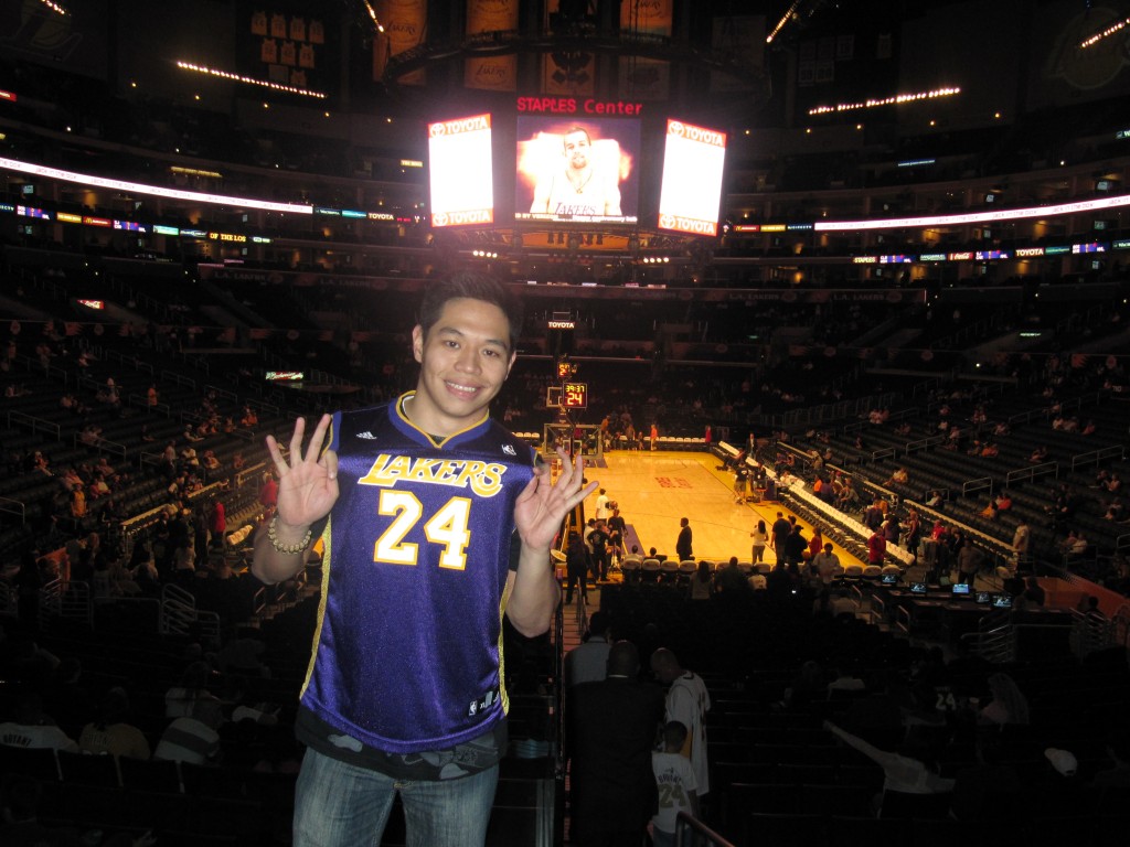 Vince excited to be at the Staples Center to watch the Laker game When in Manila becomes When In California wheninmanila.com