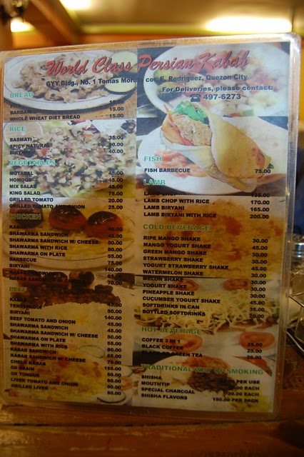 World Class Persian Kebab Mediterranean Cuisine menu cheap affordable food manila philippines