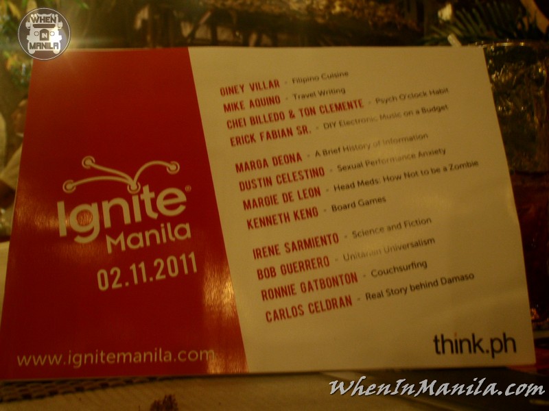 Ignite Manila Philippines Pecha Kutcha TedX Ted x Adarna food culture restaurant wheninmanila 1