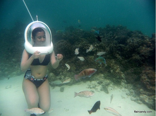 FlairCandy Hannah Villasis Flair Candy Reef walking helmet diving dive boracay scuba when in man