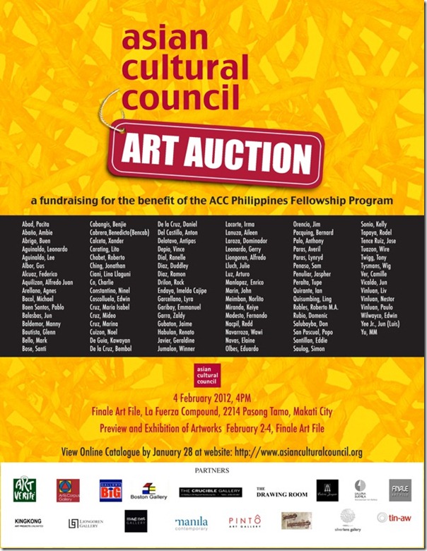 INVITATION Asian Cultural Council Art Auction 2012 (back)