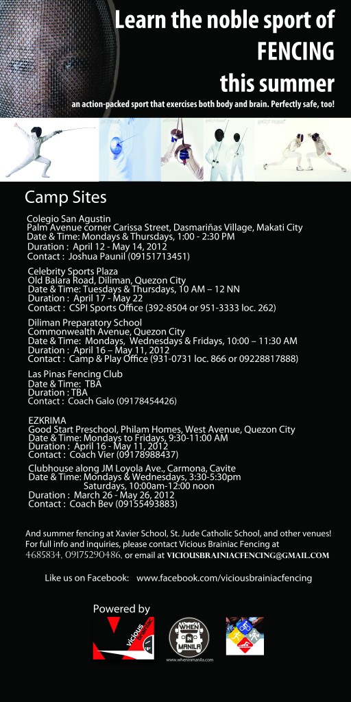 Vicious Brainiac Fencing - Omnibus summer fencing camps poster VBF Omnibus summer fencing camps poster