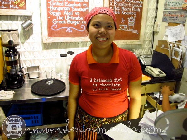 xocolat uniform counter katipunan waitress balanced diet shirt quote chocolaterie cafe