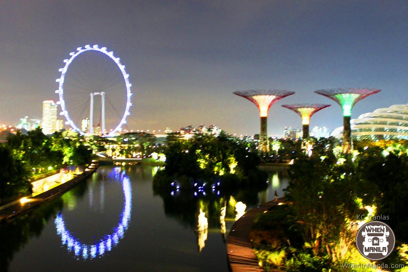 Supertrees and the Singapore Flyer Light Up at Night