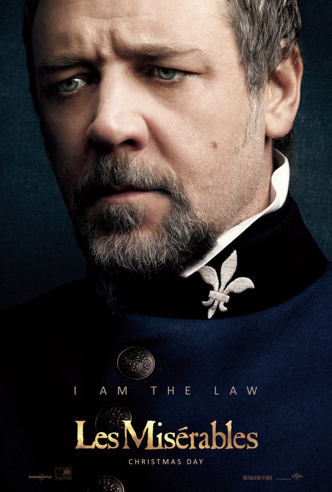 I am the law. Russell Crowe as Inspector Javert in Les Misérables.