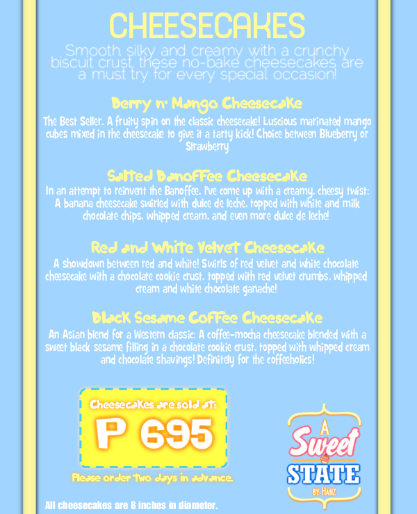 The Perfect Romantic Treat: A Sweet State by Hanz 6 cheesecakes catalog