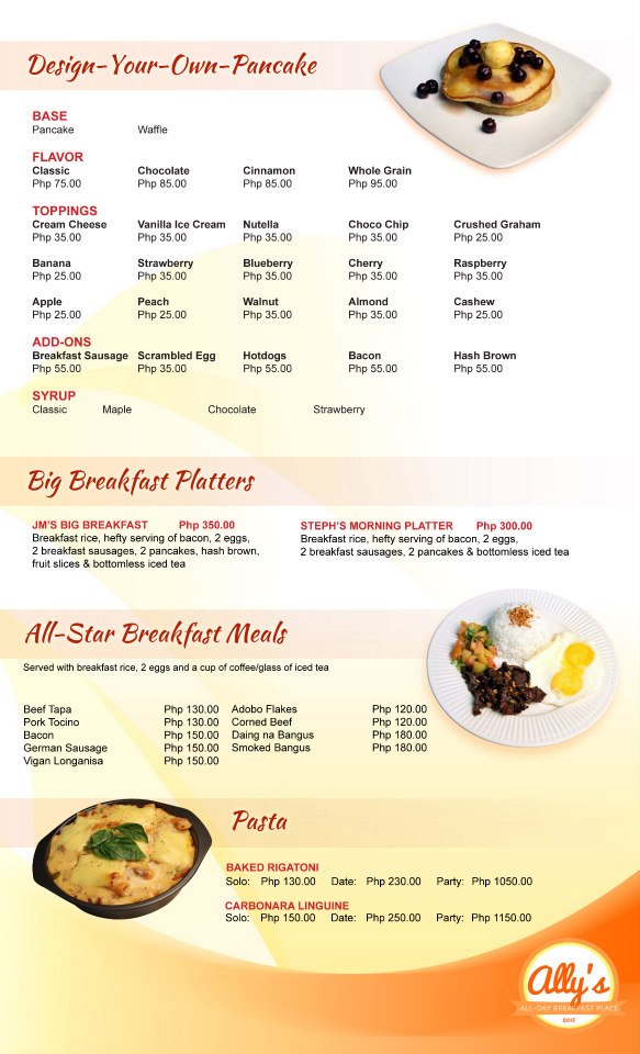 Ally's All-Day Breakfast Place: Affordable Make-Your-Own Waffles and More 6 Allys All-Day Breakfast Menu1