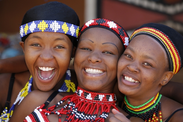 Happy Zulu women. The Zulu tribe is found mainly in Kwazulu Natal South Africa