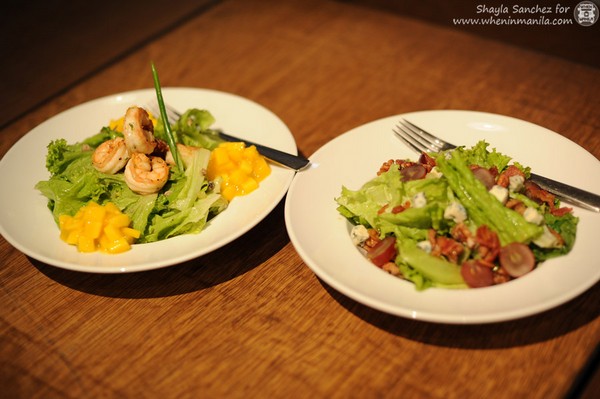 Left: Mango Prawn Salad Right: Canadian Inspired Salad