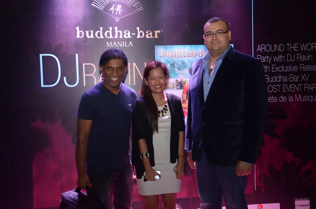 Buddha-Bar Manila and DJ Ravin present "Buddha-Bar XV' 3 DJ Ravin, Arianne Aguja (Marketing Manager, Buddha-Bar Manila), Nabil Souhail (Director of Business Development, Buddha-Bar)
