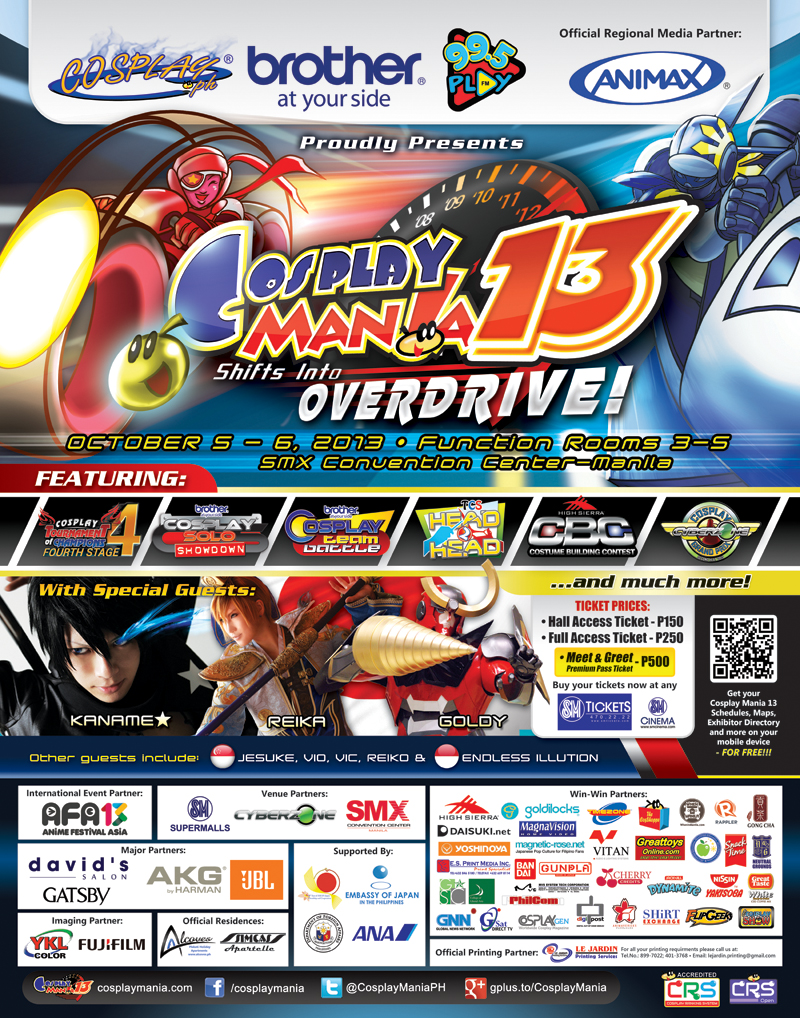 Cosplay Mania Shifts Into OVERDRIVE This 2013 1 cm13 Event Poster 22x28inch-final copy-lowres