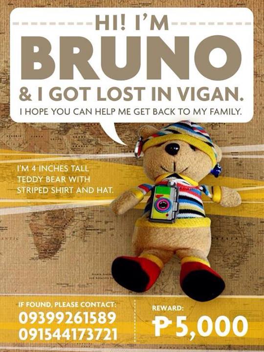 Lost Teddy Bear Bruno with Striped Shirt and Hat in Vigan