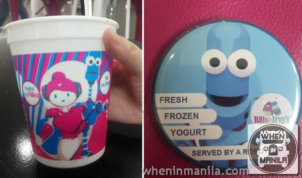 Reis and Irvy's Frozen Yogurt - Where Robots Serve You Your Treats! 3 cup and pin