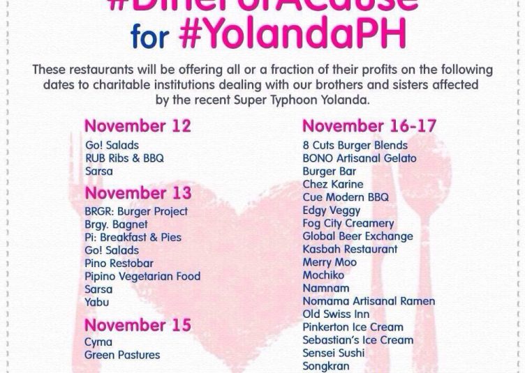 Dine for a Cause for Yolanda Victims