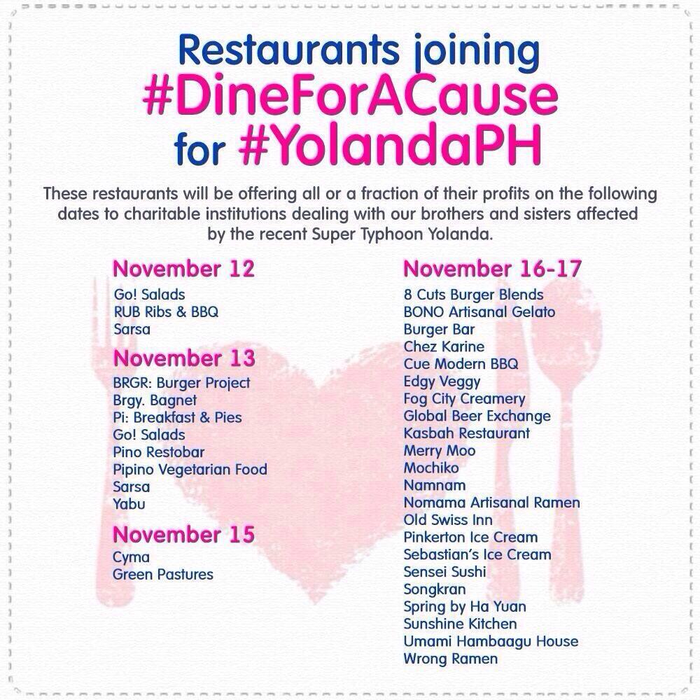 Dine for a Cause for Yolanda Victims