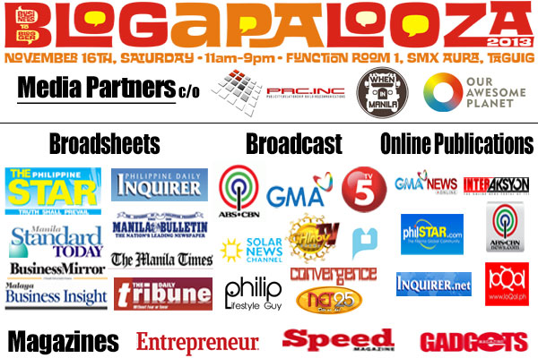 Blogapalooza media partners tv radio print newspapers magazines wheninmanila1