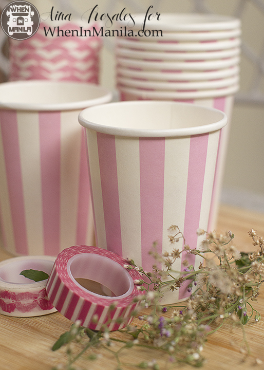 Crafty Hattie 5 paper cups pink stripes