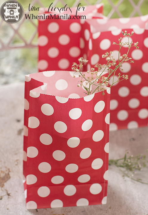 Crafty Hattie 6 standing paper bag red polka dots
