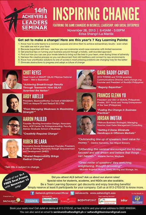 Inspiring Change - 14th Achievers and Leaders Seminar 1 Inspiring Change