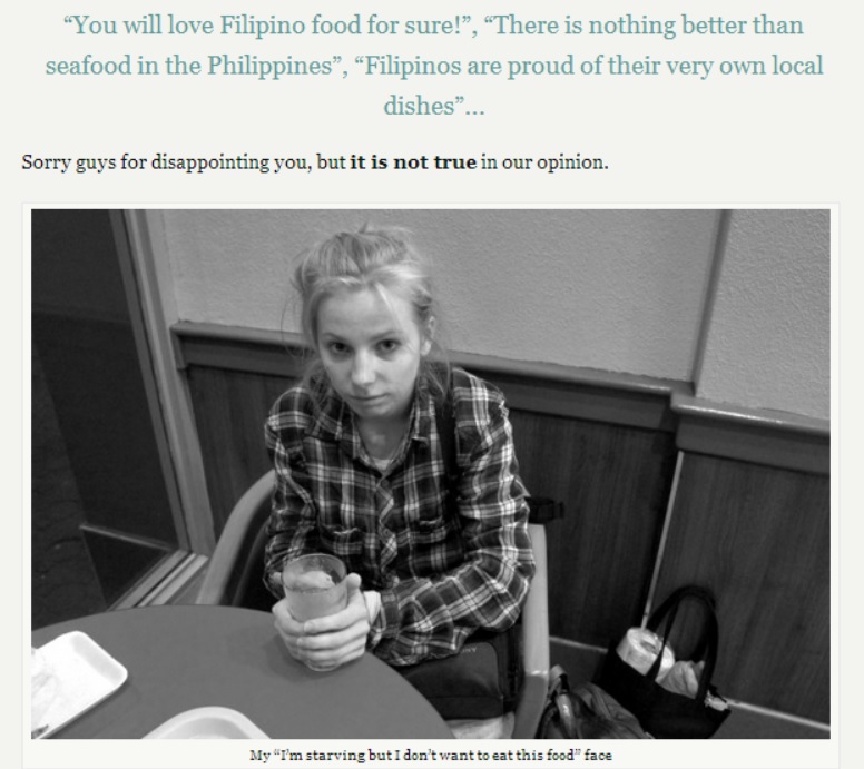 Travel Blogger Hates Filipino Food: "I Would Rather Go Hungry Than Eat Filipino Street Food Again!" 2 etramping I would rather go hungry than eat filipino food Philippines