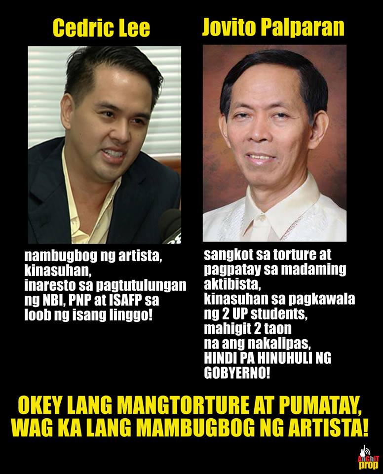 Cedric Lee vs Jovito Palparan Beating Up Celebrities vs Torturing and Killing Activists