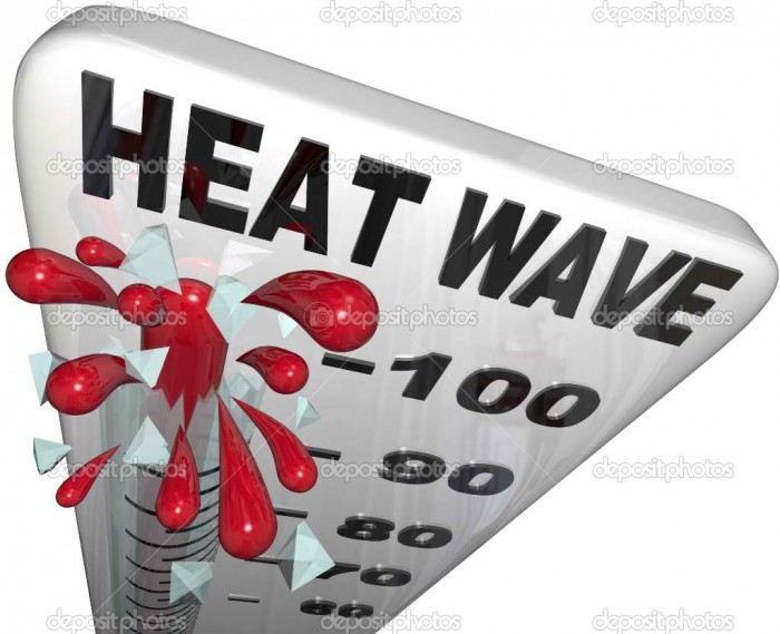 heat wave temperatures on thermometer