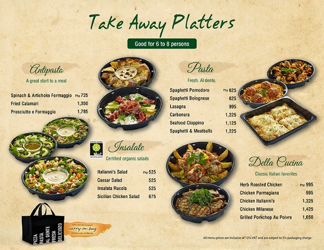 Italiannis menu clearance