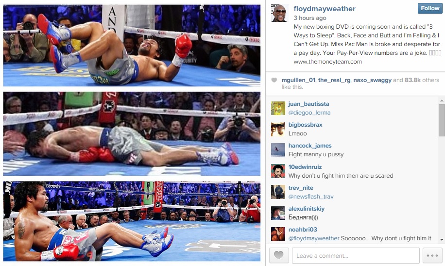 Floyd Mayweather Trash Talk Instagram Photo Manny Pacquiao Pacman Money Gayweather