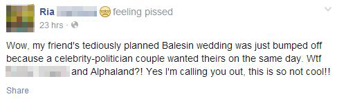 Planned Wedding at Balesin Gets Bumped Off to Prioritize Political-Celebrity Wedding 1 Planned Wedding at Balesin Bumped Off to Prioritize Wedding of Celebrity and Politician