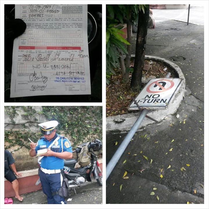 Police Force Uses Fallen U Turn Sign to Penalize Drivers