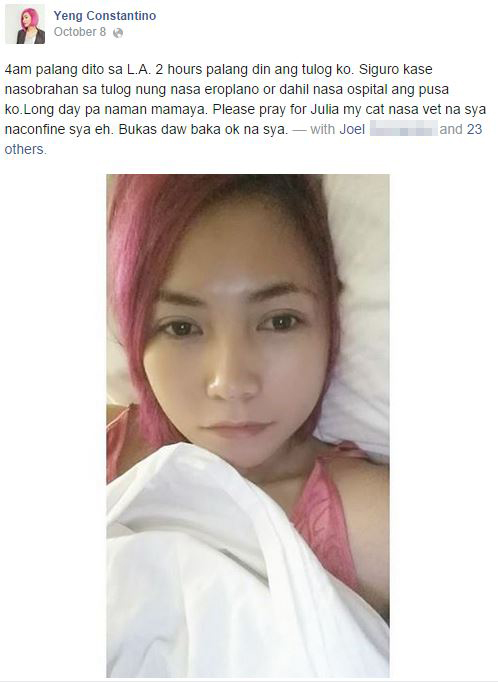 Yeng Constantino Angers Fans With a Facebook Post About Her Cat