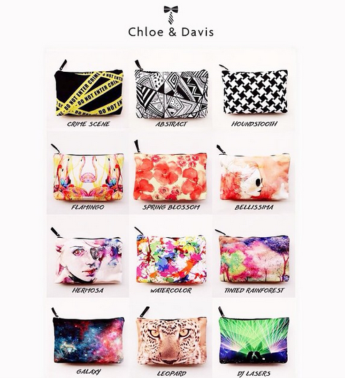 Chloe and Davis Printed Clutch