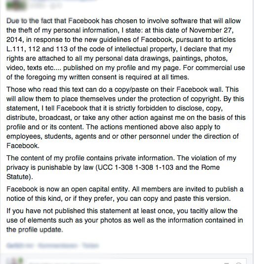 Posting a Legal Notice on Your Facebook Status - Will It Really Protect You?