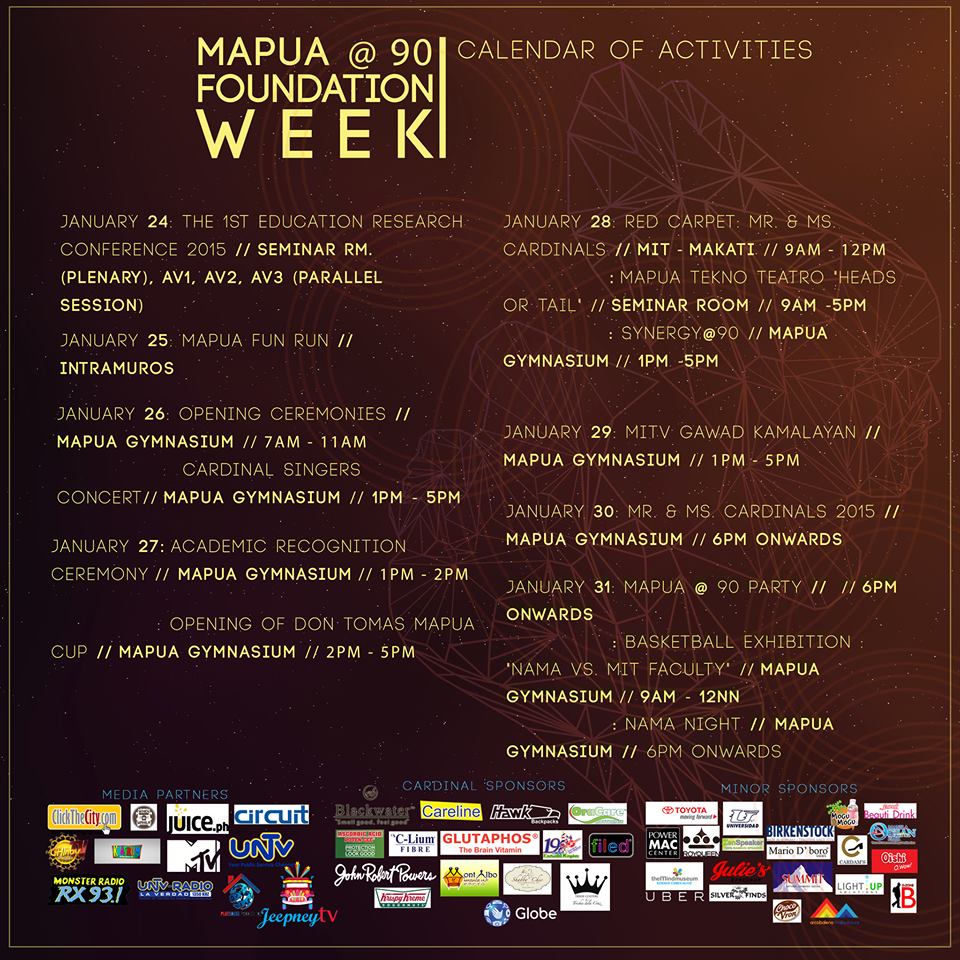 90TH FOUNDATION WEEK - SCHEDULE OF ACTIVITIES WITH SPONSORS