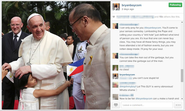 Filipino Fashion Blogger Calls Pope Francis 'Homophobic' 1 Filipino Fashion Blogger Calls Pope Francis 'Homophobic' 2