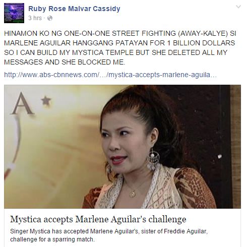 Mystica Accepts Marlene Aguilar's Sparring Challenge to Defend Pope Francis 2