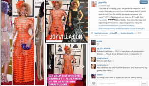 joy villa dress designer Joy Villa in Pro-Trump Gown on Grammys 2017 Red Carpet