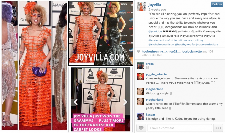 Pinoy Designer Andre Soriano's Grammys 2015 Dress Goes Viral 1 Joy Villa Grammys 2015 dress Andrei Soriano 2