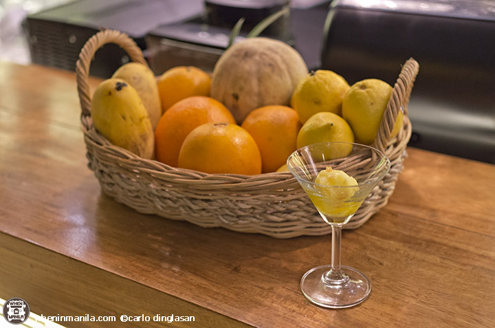 Le Jardin 19 - palate cleanser - lemon sorbet with basil and orange zest