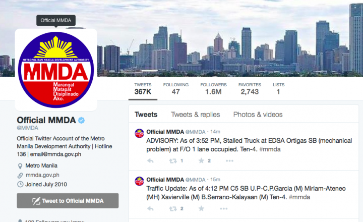 MMDA Twitter screenshot