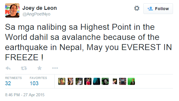 Joey de Leon Nepal Tweet (1)