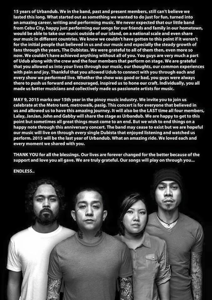 Urbandub To Hold Last Concert On May 9 2 Urbandub