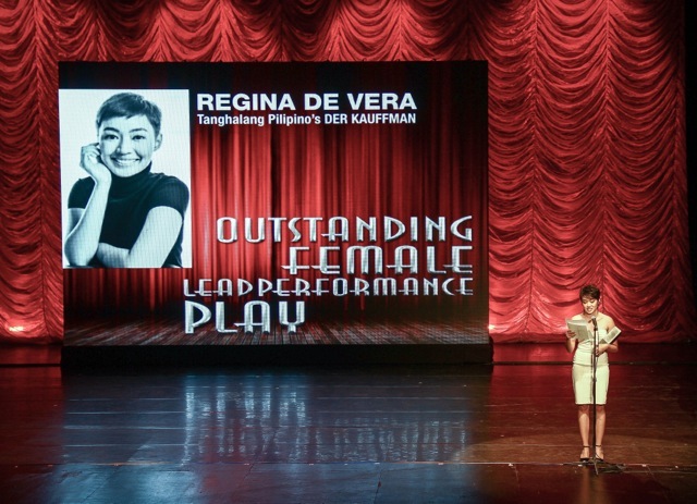 wheninmanila-Regina De Vera wins Most Outstanding Female Lead Performance in a Play in 2013 Gawad Buhay PHILSTAGE Awards for the Performing Arts (Photo by Kamole Orense)