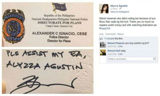 Alyzza Agustin PNP calling card