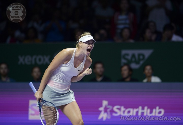 Ready, set, serve! The world’s best female tennis players gather in Singapore 2 SINGAPORE- Maria Sharapova of the USA in action on October 21, 2014 of the BNP Paribas WTA Finals Singapore presented by SC Global at the Singapore Indoor Stadium.. Picture by Paul Lakatos/WSG.