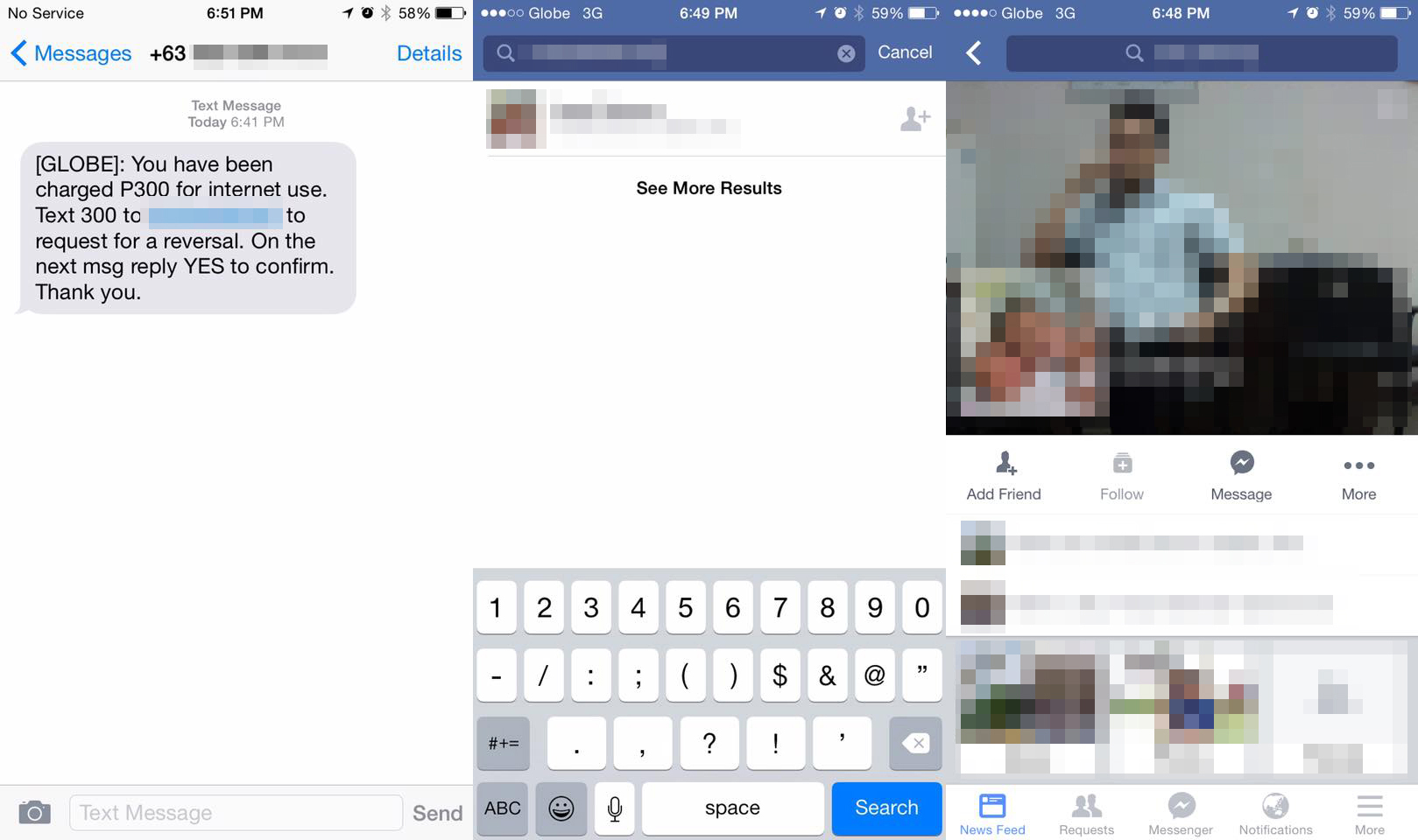 Netizen Traces Scam Text Message to Facebook Profile AAA