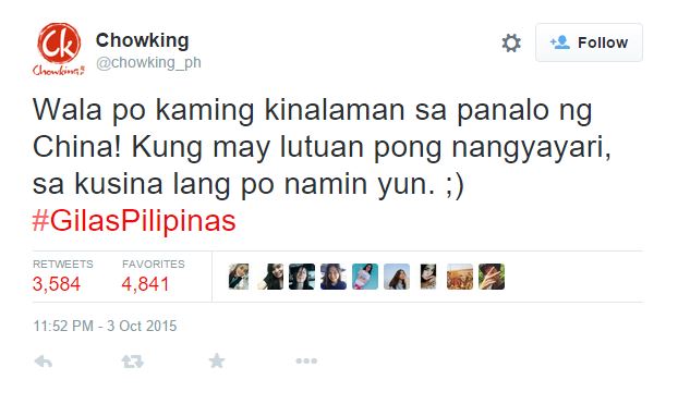 Chowking Responds to Gilas Loss in the FIBA Finals Against China 2