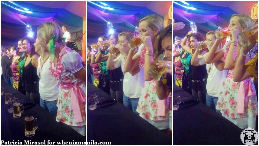 The ladies' beer drinking contest at the 77th Oktoberfest at Sofitel. The ladies' beer drinking contest at the 77th Oktoberfest at Sofitel.